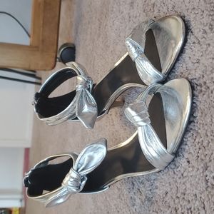 NWT Rebecca Minkoff Silver Kitten Heel Ankle Strap